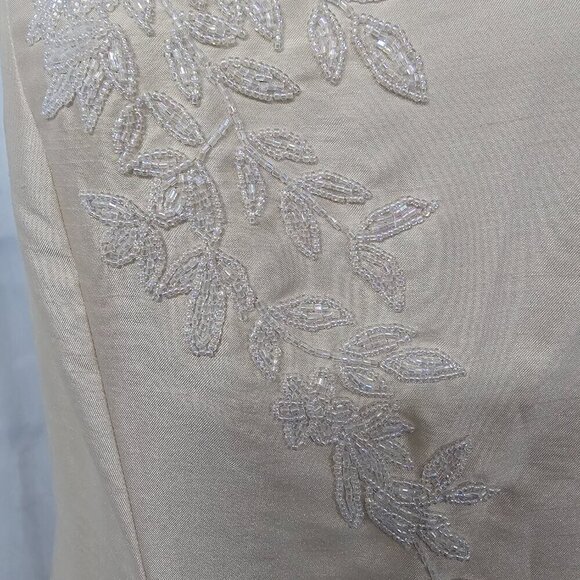 Vintage Talbots Dress Cream Beaded Silky Sleeveless Formal Wedding 6P - Picture 4 of 14